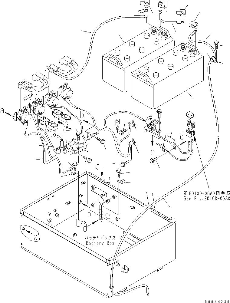 Komatsu parts book diagram for HD465-7R S/N 15001-15351 (W/O EGR): BATTERY (BATTERY AND CABLE)(#15001-15024)