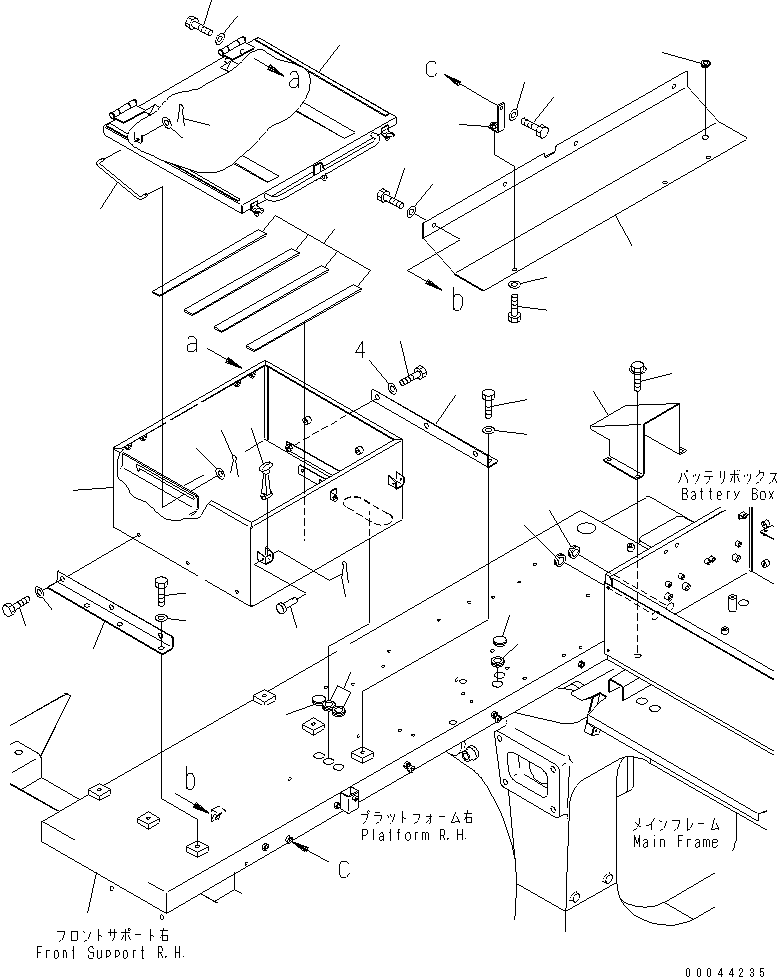 Komatsu parts book diagram for HD465-7R S/N 15001-15351 (W/O EGR): BATTERY (BATTERY BOX) (LARGE CAPACITY)(#15001-15024)