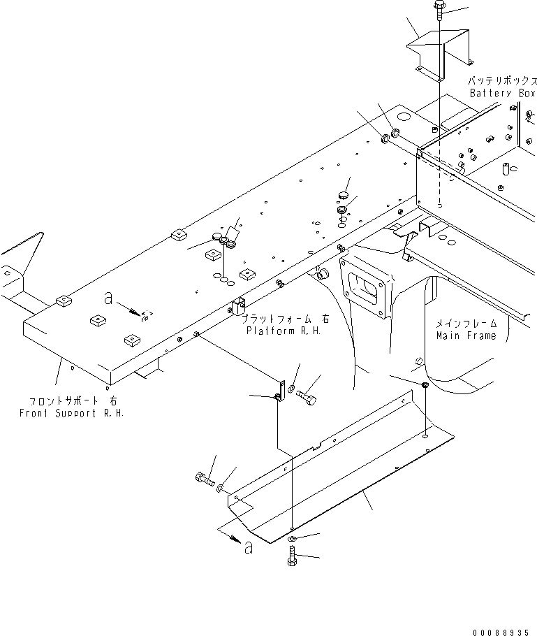 Komatsu parts book diagram for HD465-7R S/N 15001-15351 (W/O EGR): BATTERY (LARGE BATTERY RELATED PARTS)(#15110-)