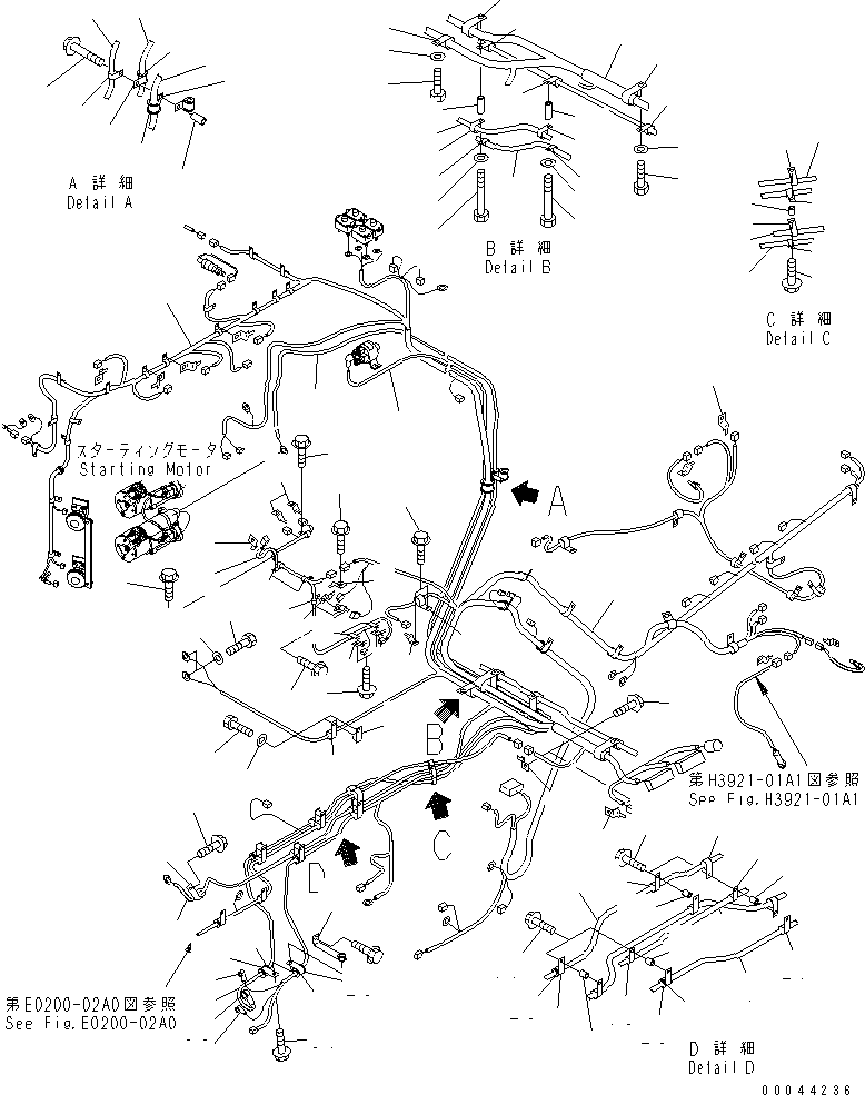 Komatsu parts book diagram for HD465-7R S/N 15001-15351 (W/O EGR): ELECTRICAL SYSTEM (MAIN HARNESS)(#15001-15024)
