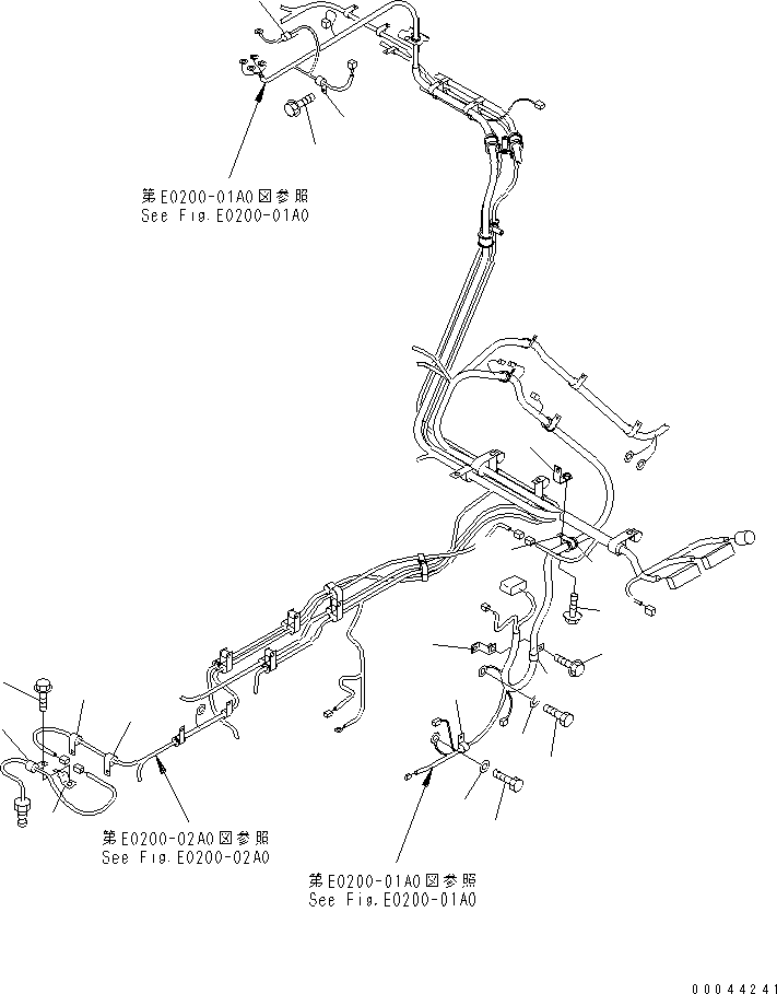 Komatsu parts book diagram for HD465-7R S/N 15001-15351 (W/O EGR): ELECTRICAL SYSTEM (HARNESS MOUNTING PARTS ? L.H.)(#15001-15024)
