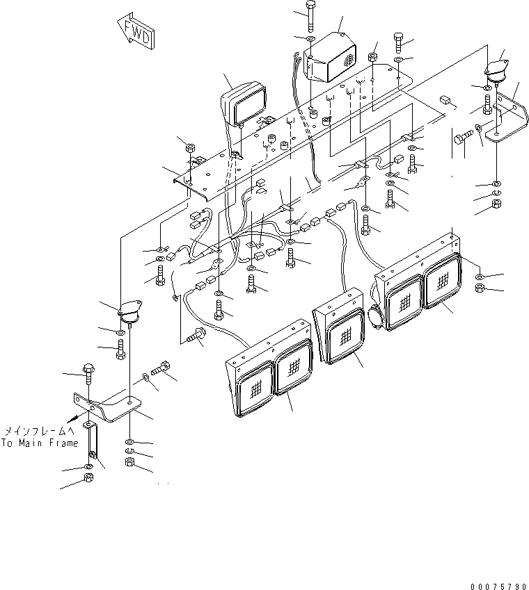 Komatsu parts book diagram for HD465-7R S/N 15001-15351 (W/O EGR): REAR LAMP AND BACK-UP BUZZER(#15001-)