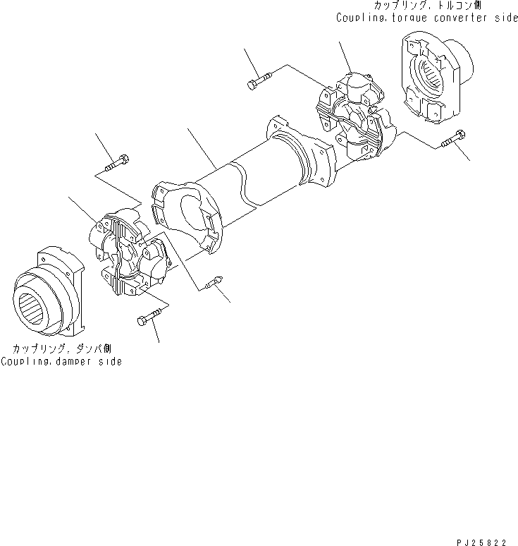 Komatsu parts book diagram for HD465-7R S/N 15001-15351 (W/O EGR): FRONT PROPELLER SHAFT(#15001-)