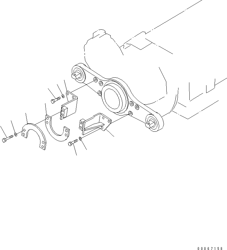 Komatsu parts book diagram for HD465-7R S/N 15001-15351 (W/O EGR): FRONT PROPELLER SHAFT GUARD(#15025-)