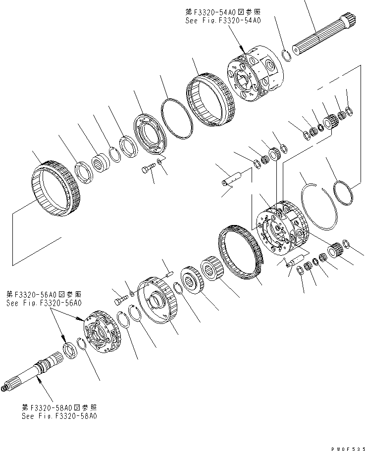 Komatsu parts book diagram for HD465-7R S/N 15001-15351 (W/O EGR): TRANSMISSION (5/8) (CARRIER)(#15001-)