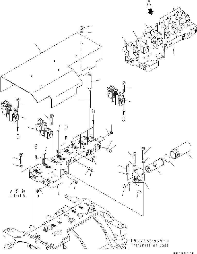 Komatsu parts book diagram for HD465-7R S/N 15001-15351 (W/O EGR): TRANSMISSION CONTROL VALVE(#15001-)