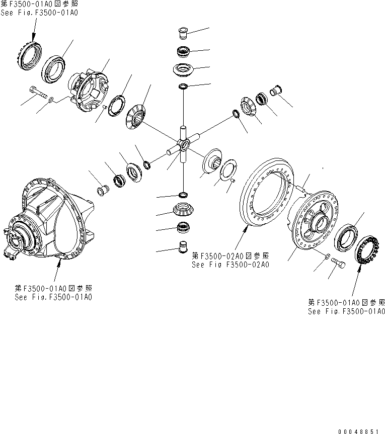 Komatsu parts book diagram for HD465-7R S/N 15001-15351 (W/O EGR): REAR AXLE (REAR DIFFERENTIAL) (3/4)(#15001-)