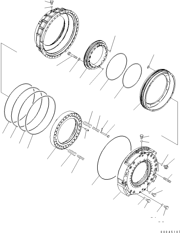 Komatsu parts book diagram for HD465-7R S/N 15001-15351 (W/O EGR): REAR AXLE (REAR WHEEL BRAKE) (R.H.) (1/3)(#15001-)