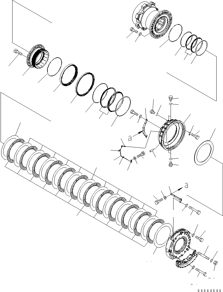 Komatsu parts book diagram for HD465-7R S/N 15001-15351 (W/O EGR): REAR AXLE (REAR WHEEL BRAKE) (R.H.) (2/3) (WITH ABS/ASR)(#15001-)