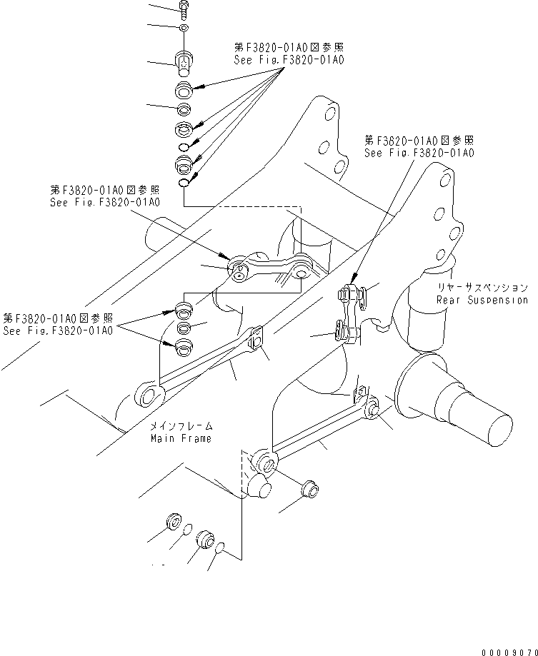Komatsu parts book diagram for HD465-7R S/N 15001-15351 (W/O EGR): REAR AXLE (REAR AXLE SUPPORT)(#15001-)