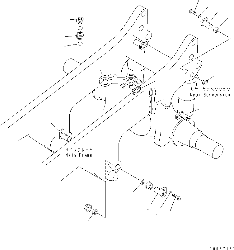 Komatsu parts book diagram for HD465-7R S/N 15001-15351 (W/O EGR): REAR AXLE SUPPORT(#15025-)