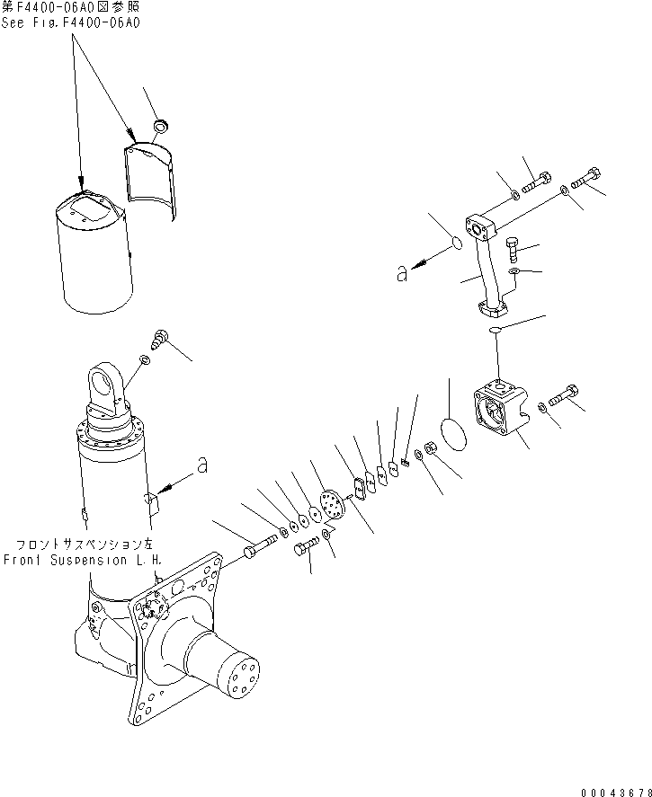 Komatsu parts book diagram for HD465-7R S/N 15001-15351 (W/O EGR): FRONT AXLE (L.H.) (SUSPENSION) (1/3)(#15001-)