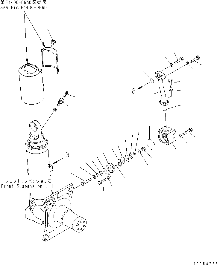 Komatsu parts book diagram for HD465-7R S/N 15001-15351 (W/O EGR): FRONT AXLE (L.H.) (SUSPENSION) (1/3) (FOR PAYLOAD METER)(#15001-)