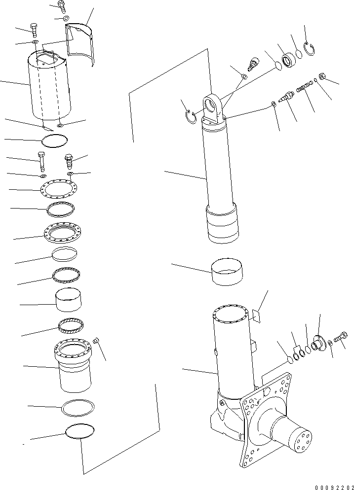 Komatsu parts book diagram for HD465-7R S/N 15001-15351 (W/O EGR): FRONT AXLE (L.H.) (SUSPENSION) (3/3)(#15341-15359)