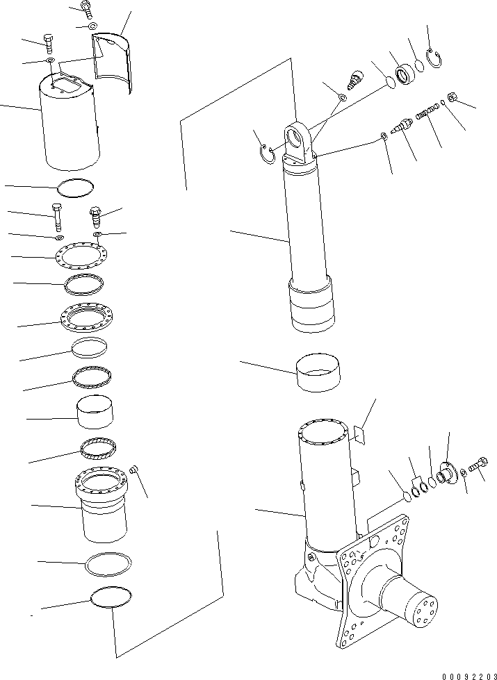 Komatsu parts book diagram for HD465-7R S/N 15001-15351 (W/O EGR): FRONT AXLE (L.H.) (SUSPENSION) (3/3)(#15360-)