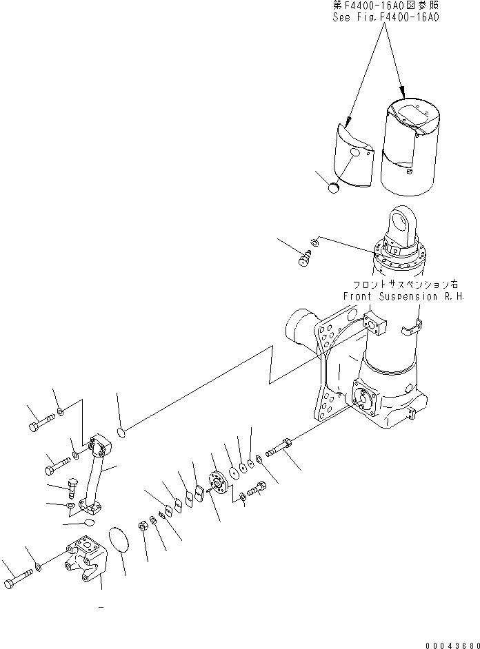 Komatsu parts book diagram for HD465-7R S/N 15001-15351 (W/O EGR): FRONT AXLE (R.H.) (SUSPENSION) (1/3)(#15001-)