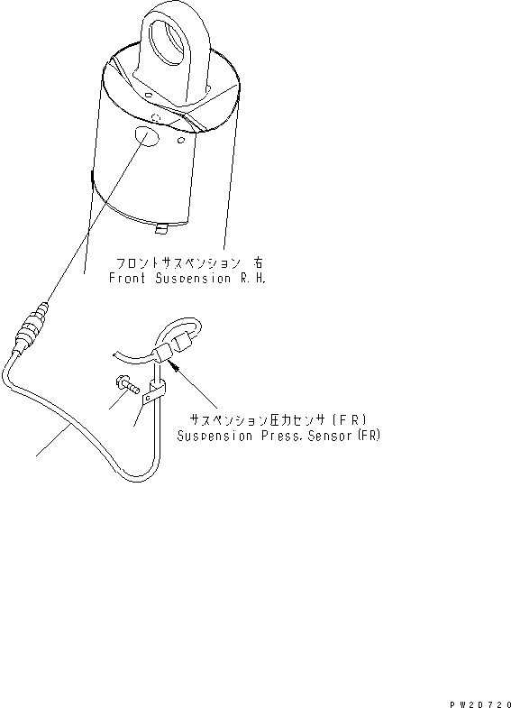Komatsu parts book diagram for HD465-7R S/N 15001-15351 (W/O EGR): FRONT AXLE (R.H.) (SUSPENSION PRESSURE SENSOR) (FOR PAYLOAD METER)(#15001-)