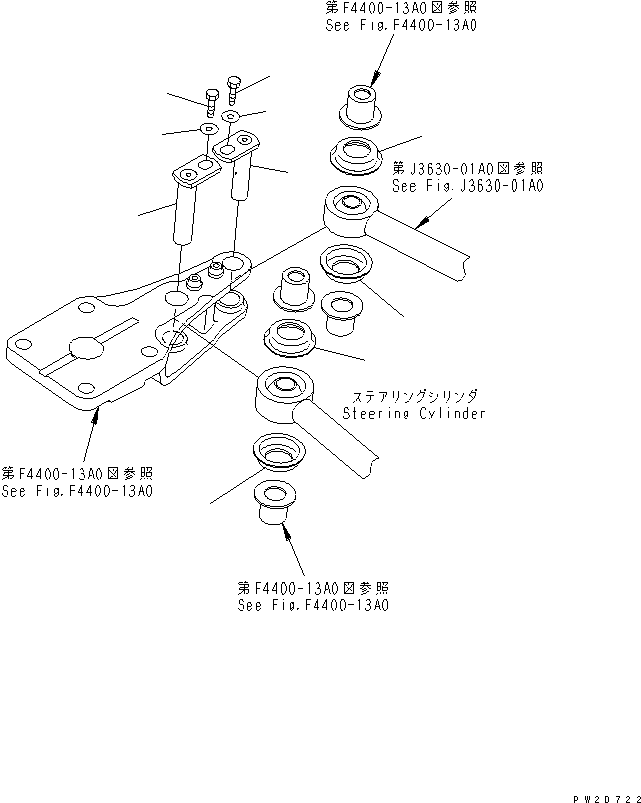 Komatsu parts book diagram for HD465-7R S/N 15001-15351 (W/O EGR): FRONT AXLE (R.H.) (MOUNTING PIN)(#15001-)