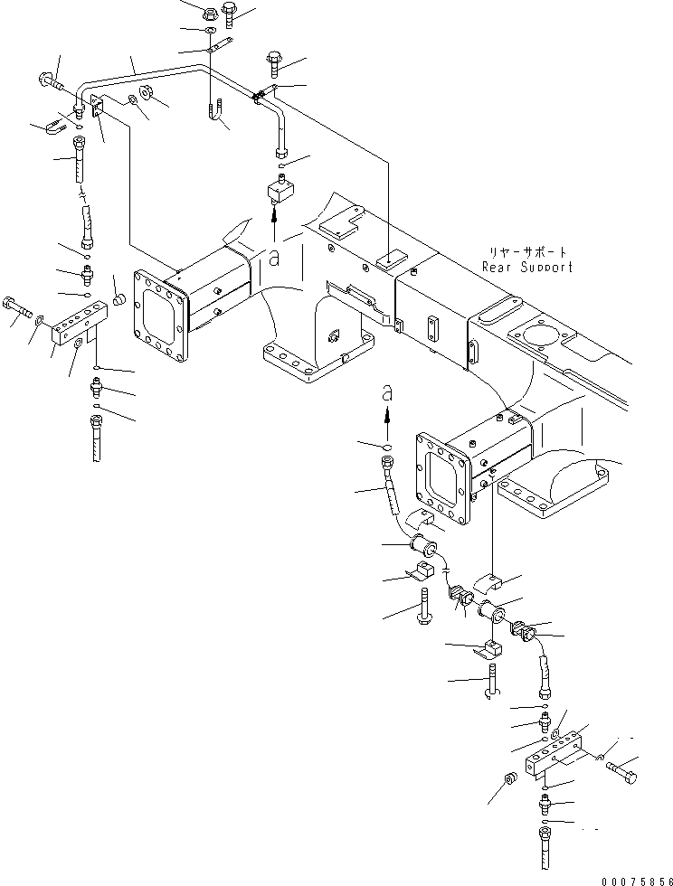 Komatsu parts book diagram for HD465-7R S/N 15001-15351 (W/O EGR): FRONT BRAKE PIPING(#15001-)