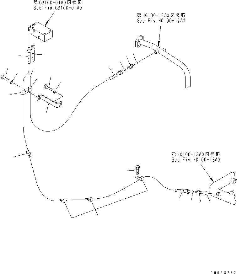 Komatsu parts book diagram for HD465-7R S/N 15001-15351 (W/O EGR): AUTO SUSPENSION PIPING (TRANSMISSION PIPING)(#15001-15024)