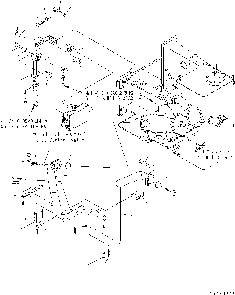 Komatsu parts book diagram for HD465-7R S/N 15001-15351 (W/O EGR): HYDRAULIC TANK (HOIST AND BRAKE COOLING LINE)(#15001-15024)