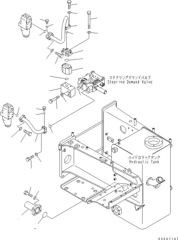 Komatsu parts book diagram for HD465-7R S/N 15001-15351 (W/O EGR): HYDRAULIC TANK (STEERING AND HOIST LINE) (1/5)(#15001-15024)