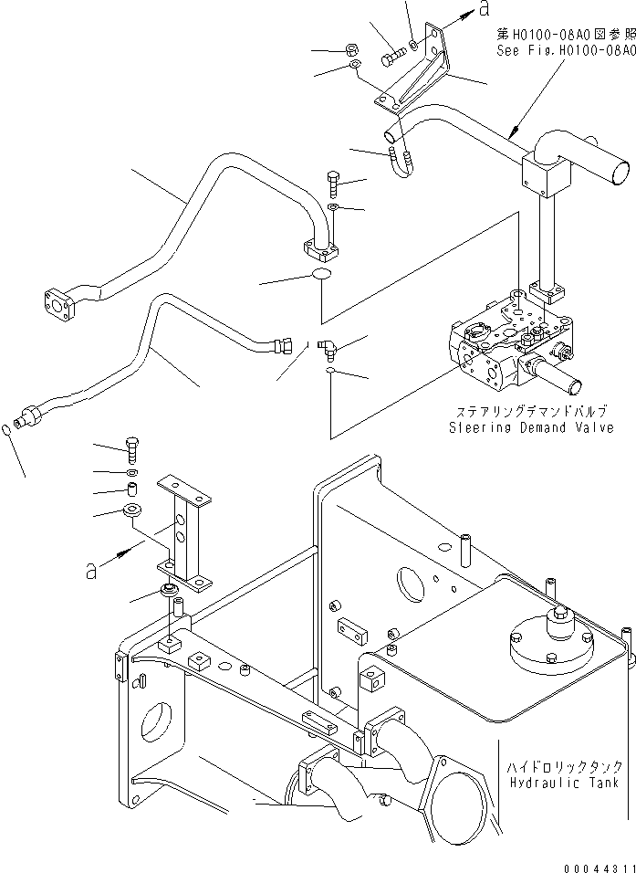 Komatsu parts book diagram for HD465-7R S/N 15001-15351 (W/O EGR): HYDRAULIC TANK (STEERING AND HOIST LINE) (5/5)(#15001-15024)