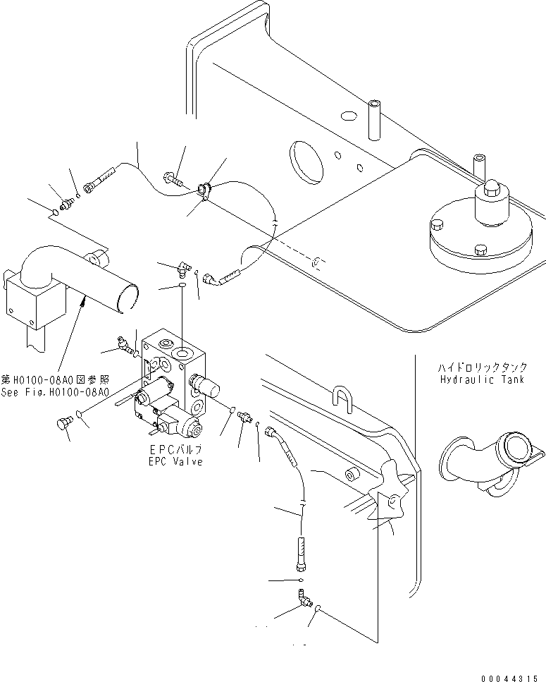 Komatsu parts book diagram for HD465-7R S/N 15001-15351 (W/O EGR): HYDRAULIC TANK  (HYDRAULIC TANK TO EPC VALVE)(#15001-15024)
