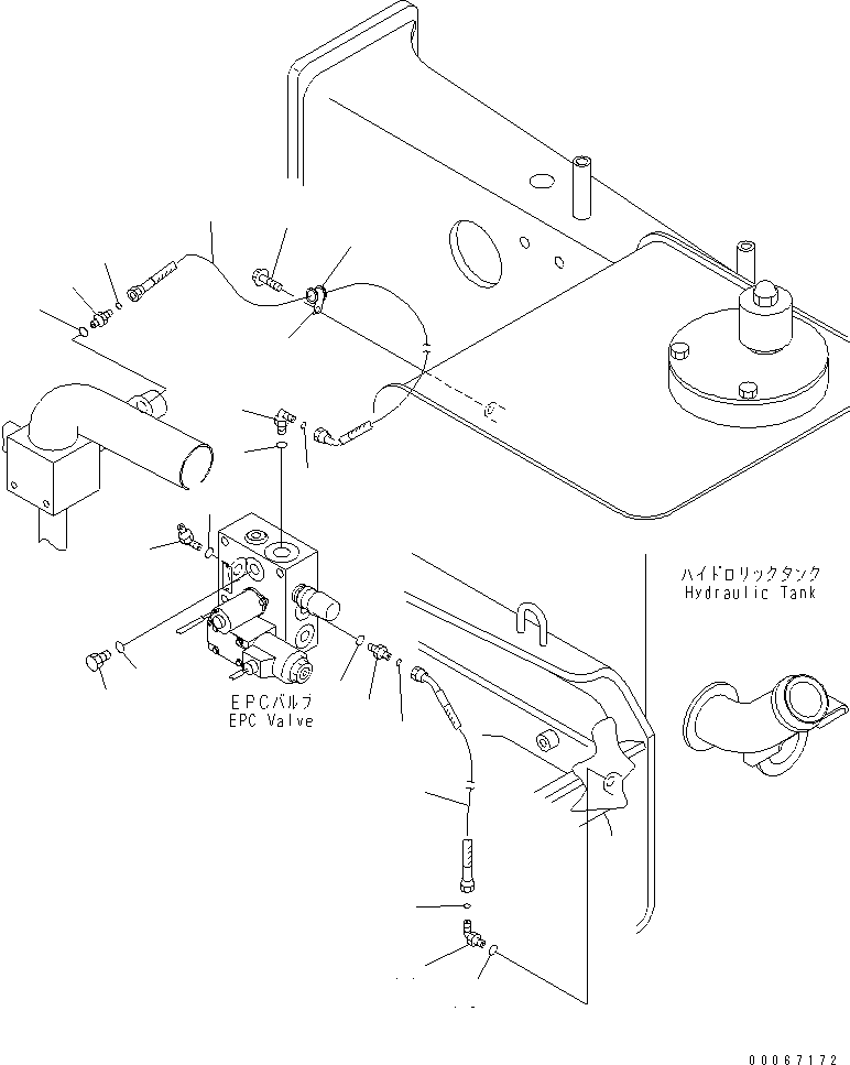 Komatsu parts book diagram for HD465-7R S/N 15001-15351 (W/O EGR): HYDRAULIC TANK  (HYDRAULIC TANK TO EPC VALVE)(#15025-)