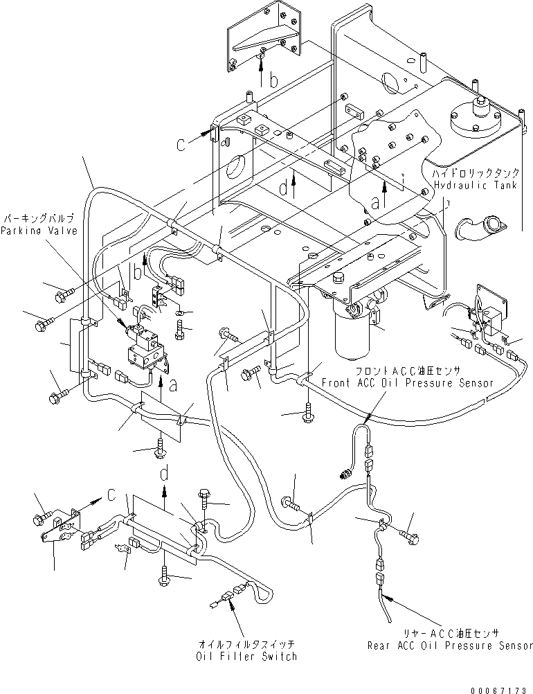 Komatsu parts book diagram for HD465-7R S/N 15001-15351 (W/O EGR): HYDRAULIC TANK (HARNESS)(#15025-)
