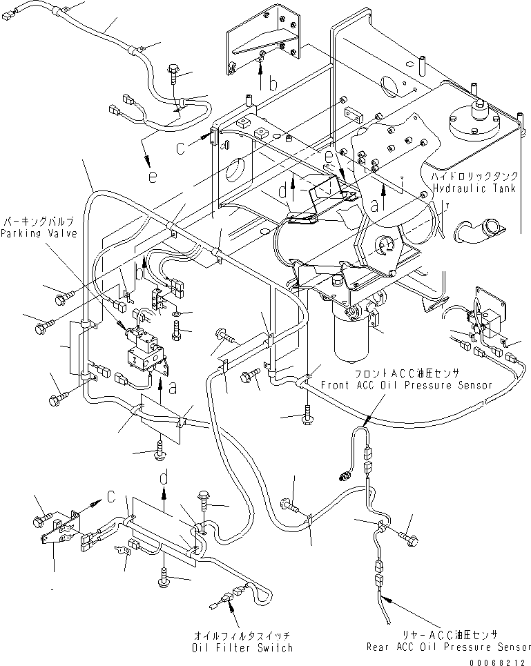 Komatsu parts book diagram for HD465-7R S/N 15001-15351 (W/O EGR): HYDRAULIC TANK (HARNESS) (FOR FILLTER CAUTION)(#15025-)