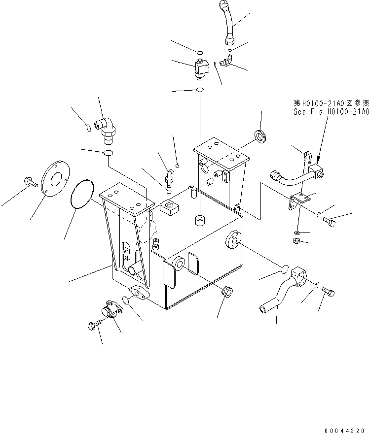 Komatsu parts book diagram for HD465-7R S/N 15001-15351 (W/O EGR): HYDRAULIC TANK (SUB TANK) (1/2)(#15001-15024)