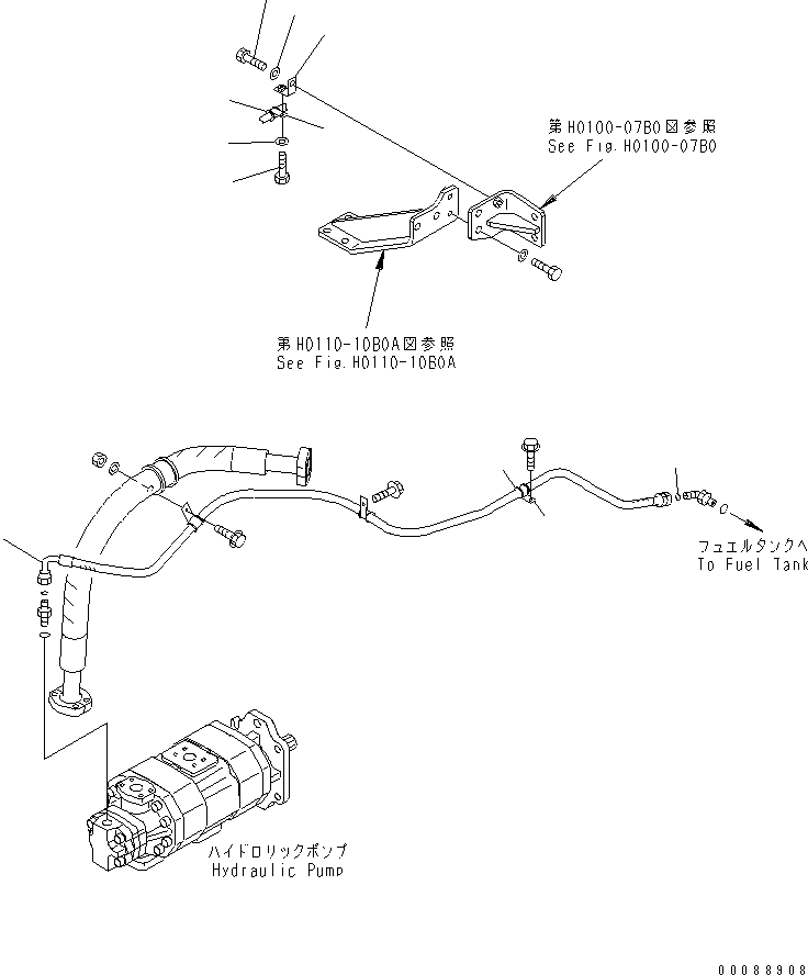 Komatsu parts book diagram for HD465-7R S/N 15001-15351 (W/O EGR): DUMP CONTROL LINE(#15110-)