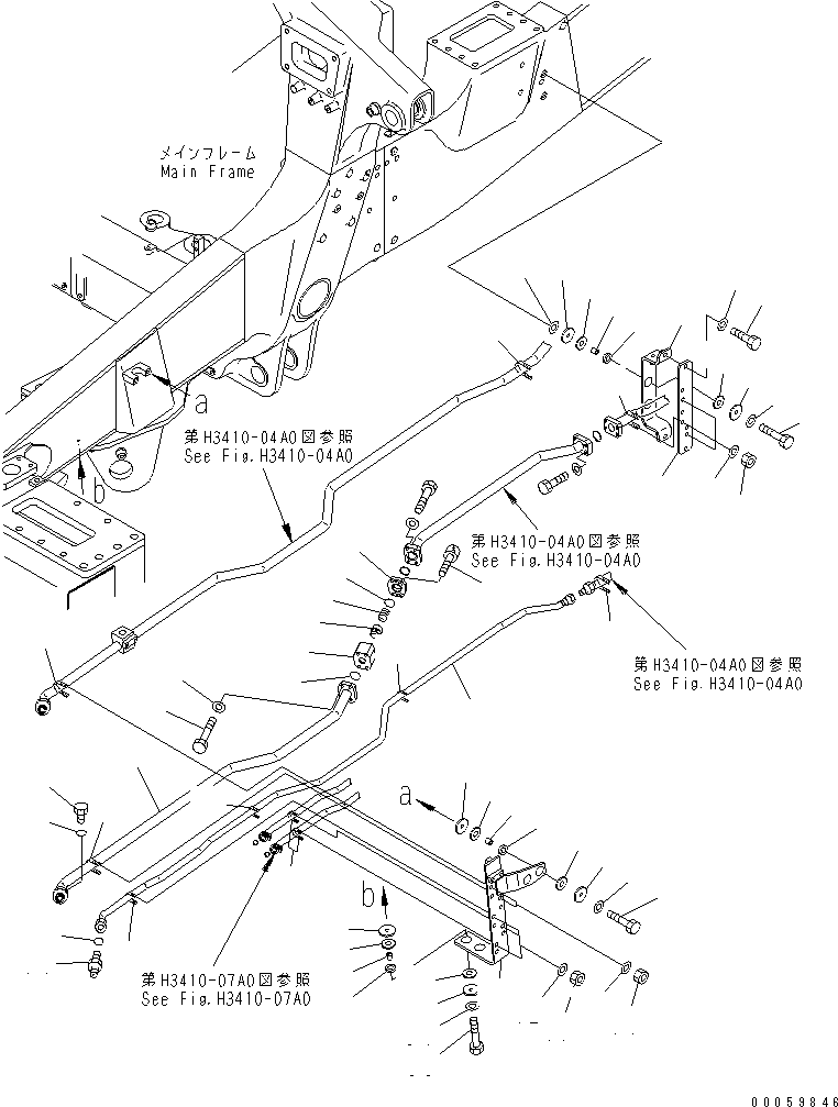 Komatsu parts book diagram for HD465-7R S/N 15001-15351 (W/O EGR): HYDRAULIC PIPING (DEMAND VALVE TO STEERING VALVE) (1/2)(#15001-15024)