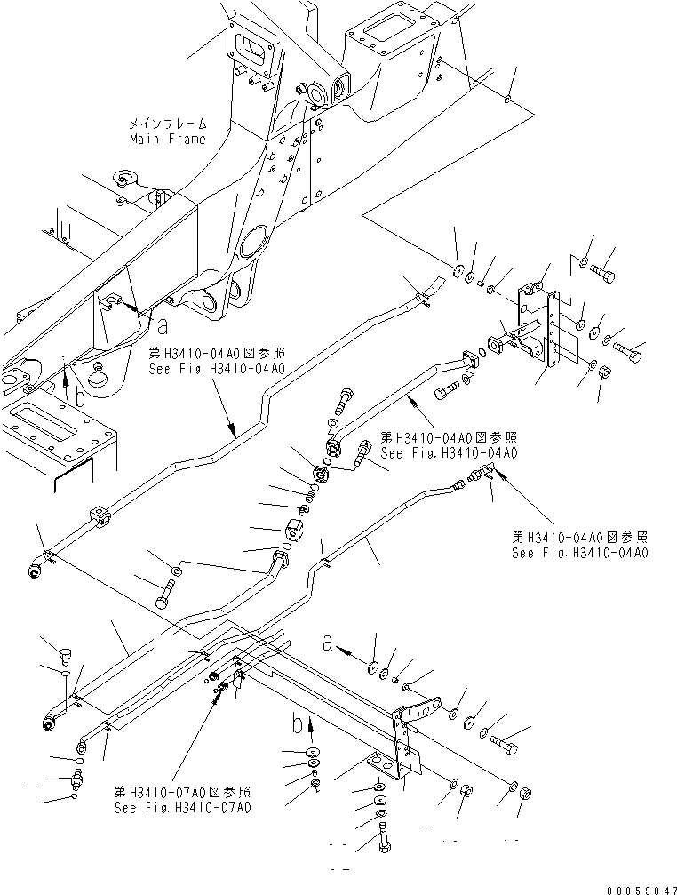 Komatsu parts book diagram for HD465-7R S/N 15001-15351 (W/O EGR): HYDRAULIC PIPING (DEMAND VALVE TO STEERING VALVE) (1/2) (WITH ENGINE SIDE COVER)(#15001-15024)