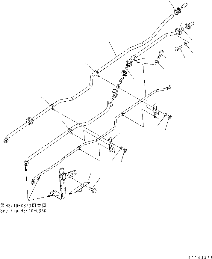 Komatsu parts book diagram for HD465-7R S/N 15001-15351 (W/O EGR): HYDRAULIC PIPING (DEMAND VALVE TO STEERING VALVE) (2/2)(#15001-15024)