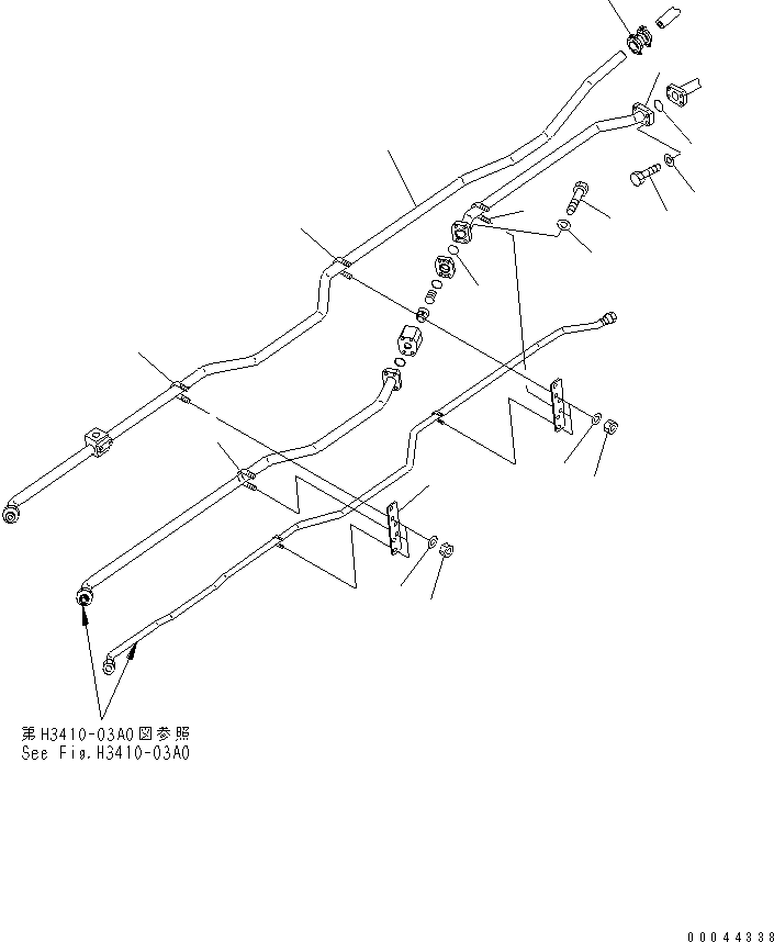Komatsu parts book diagram for HD465-7R S/N 15001-15351 (W/O EGR): HYDRAULIC PIPING (DEMAND VALVE TO STEERING VALVE) (2/2) (WITH ENGINE SIDE COVER)(#15001-15024)