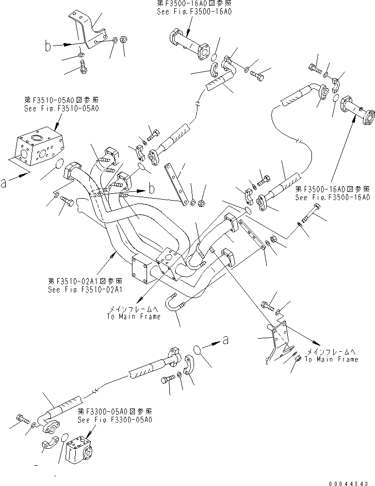Komatsu parts book diagram for HD465-7R S/N 15001-15351 (W/O EGR): BRAKE COOLING PIPING (PUMP TO REAR BRAKE)(#15001-15024)