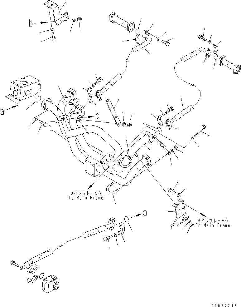 Komatsu parts book diagram for HD465-7R S/N 15001-15351 (W/O EGR): BRAKE COOLING PIPING (PUMP TO REAR BRAKE)(#15025-)