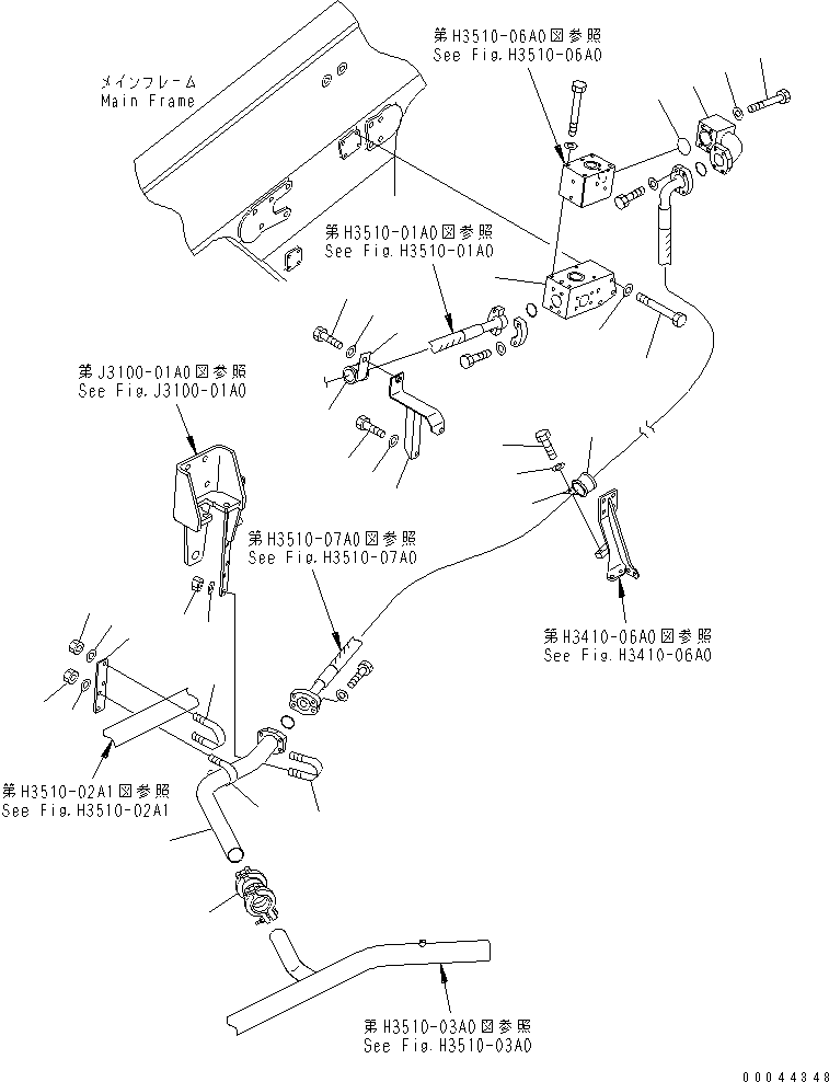 Komatsu parts book diagram for HD465-7R S/N 15001-15351 (W/O EGR): BRAKE COOLING OIL LINE (BRAKE COOLING OIL CONTROL VALVE LINE) (1/3)(#15001-15024)