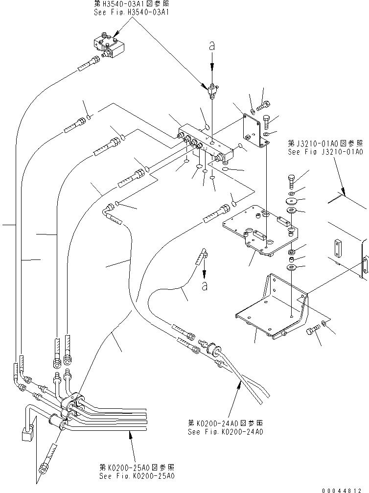 Komatsu parts book diagram for HD465-7R S/N 15001-15351 (W/O EGR): BRAKE PIPING (BRAKE VALVE ? EMERGENCY BRAKE VALVE TO BLOCK) (WITHOUT FRONT BRAKE CUT)(#15001-15024)