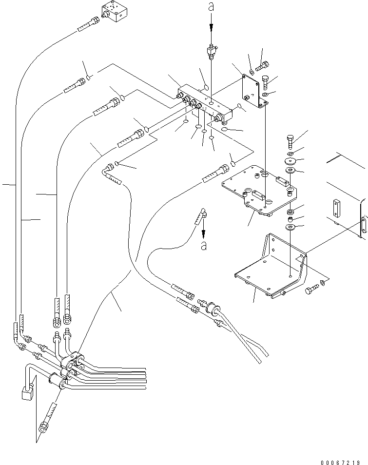 Komatsu parts book diagram for HD465-7R S/N 15001-15351 (W/O EGR): BRAKE PIPING (BRAKE VALVE ? EMERGENCY BRAKE VALVE TO BLOCK)(#15025-)