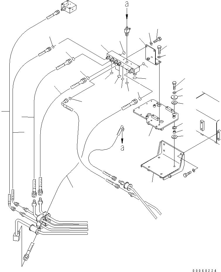 Komatsu parts book diagram for HD465-7R S/N 15001-15351 (W/O EGR): BRAKE PIPING (BRAKE VALVE ? EMERGENCY BRAKE VALVE TO BLOCK) (WITH ABS)(#15025-)