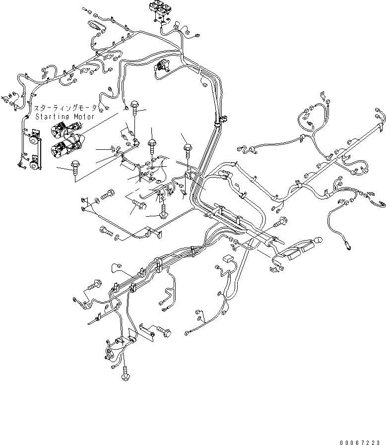 Komatsu parts book diagram for HD465-7R S/N 15001-15351 (W/O EGR): BRAKE PIPING (MAIN HARNESS)(#15025-)