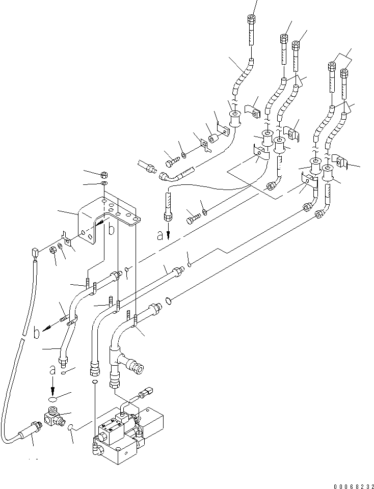 Komatsu parts book diagram for HD465-7R S/N 15001-15351 (W/O EGR): BRAKE PIPING (REAR SUPPORT PIPING 2/2) (WITH ABS)(#15025-)
