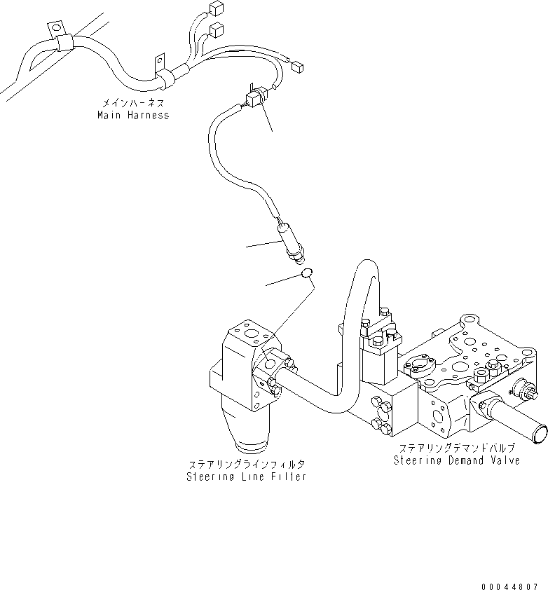 Komatsu parts book diagram for HD465-7R S/N 15001-15351 (W/O EGR): EMERGENCY STEERING FLOW SWITCH (AUTO TYPE)(#15001-15024)