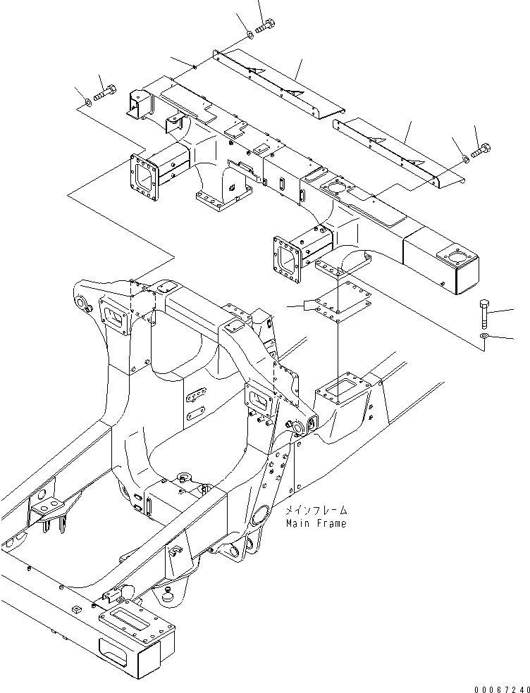 Komatsu parts book diagram for HD465-7R S/N 15001-15351 (W/O EGR): REAR SUPPORT (RELATED PARTS)(#15025-)