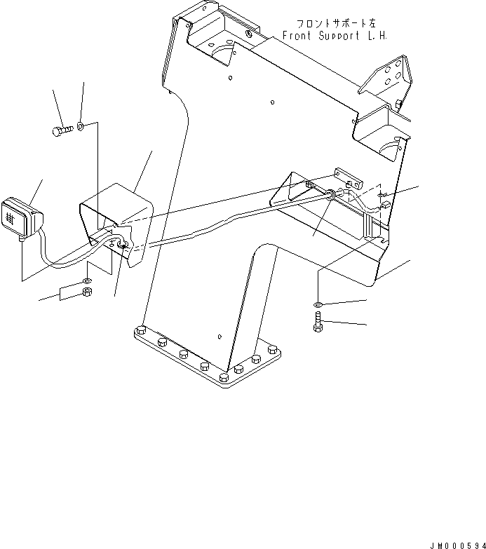 Komatsu parts book diagram for HD465-7R S/N 15001-15351 (W/O EGR): FRONT SUPPORT (FOG LAMP L.H.)(#15352-)