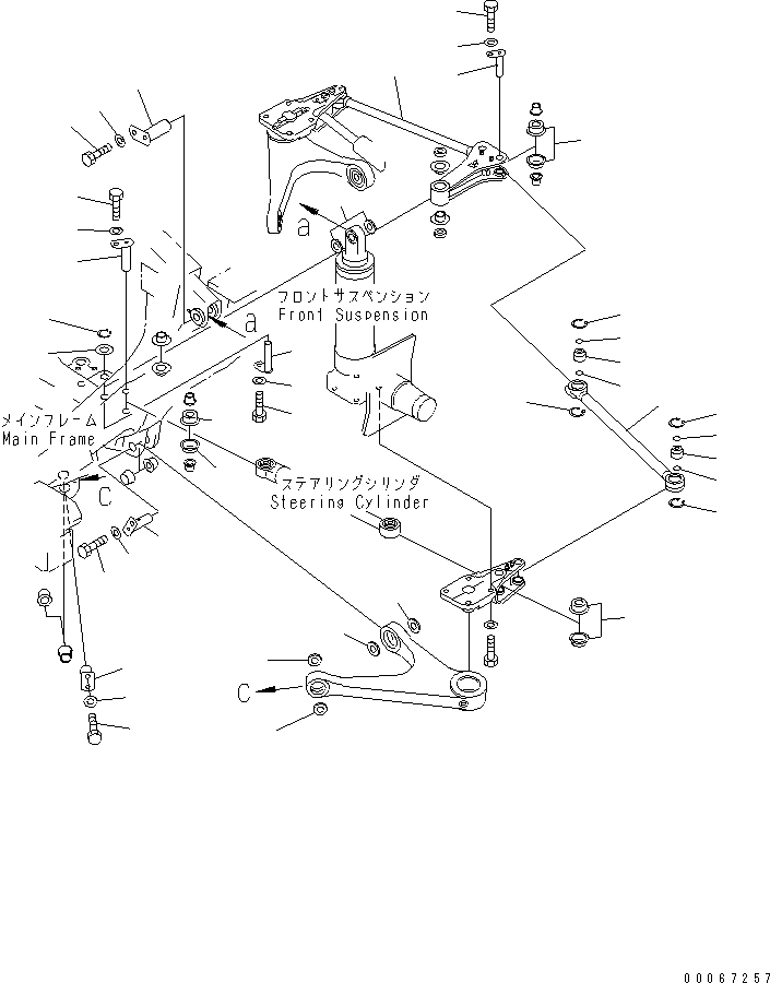Komatsu parts book diagram for HD465-7R S/N 15001-15351 (W/O EGR): STEERING LINK (TIE ROD)(#15025-)