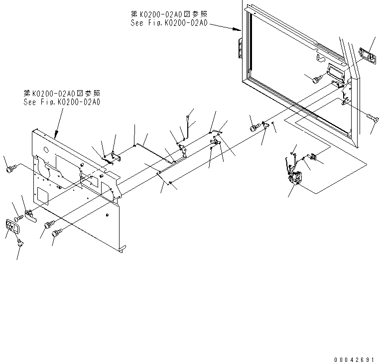 Komatsu parts book diagram for HD465-7R S/N 15001-15351 (W/O EGR): OPERATOR'S CAB (L.H. DOOR ? DOOR LOCK)(#15001-15073)